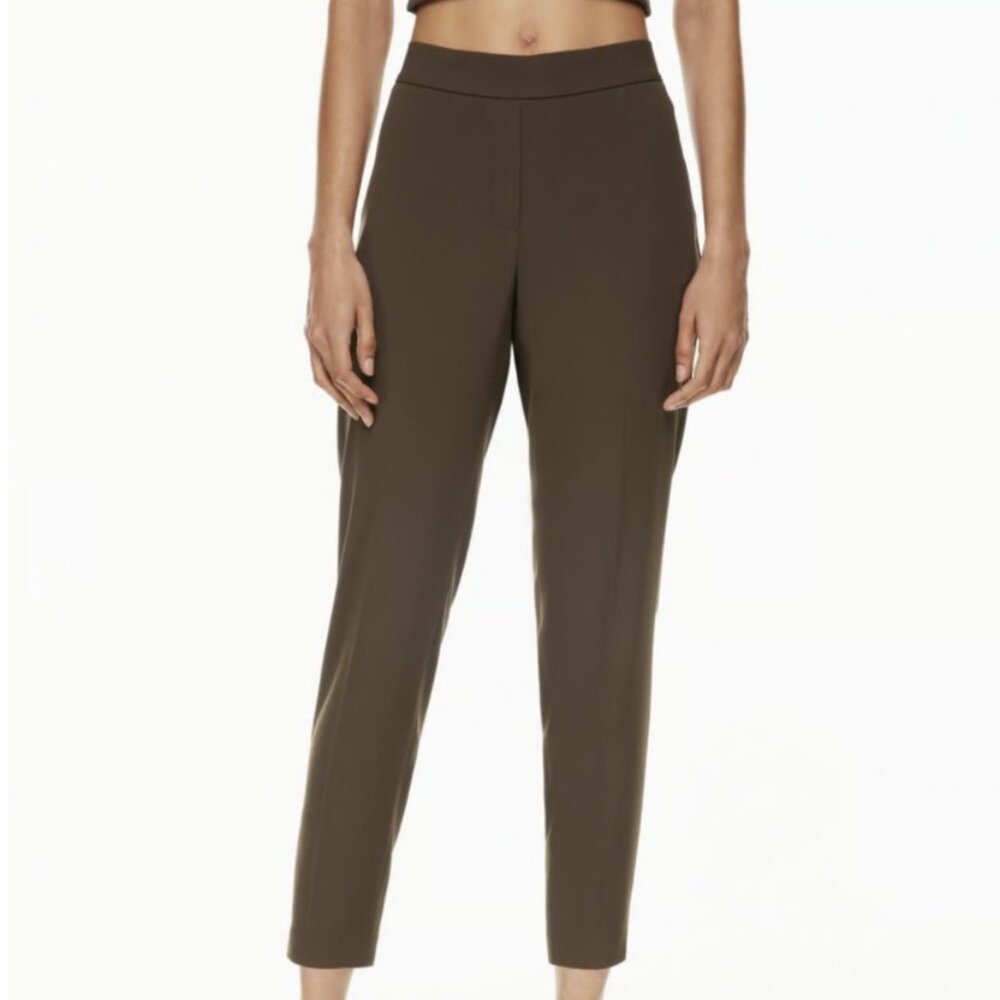 Babaton Conan Cropped Crepe Petite-Length Pants in Rich Mocha Brown